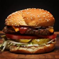Classic Burger · Lettuce, tomato, onion and pickle. Served with fries.