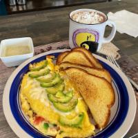 Chihuahua Omelette · Includes toast. Omelette with Mexican bologna, mennonite cheese or asadero de villa ahumada,...