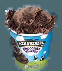 Chocolate Therapy Ice Cream · Chocolate ice cream with chocolate cookies and swirls of chocolate pudding ice cream.