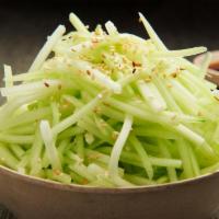 Cucumber Salad · Crispy strips of cucumber and mixed with a ponzu dressing. Low Carb!