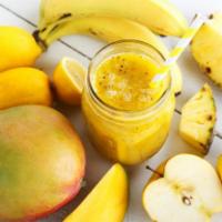 The Mango Blast Smoothie · Fresh mangoes, strawberries & bananas.