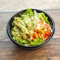Baja Bowl · Rice, choice of beans, meat, cheese, pico de gallo, sour cream and fresh - mashed guacamole.