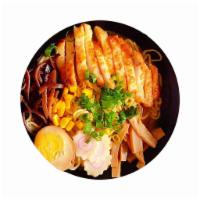 #2. Chicken Ramen · Pork broth, chicken, egg, fish, cake, corn, bamboo, wood ear, spinach, scallion.