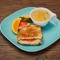 Half Sandwich and Cup of Soup · A perfect match for a quick or light lunch! Your choice of a half panini and a 8oz cup of so...