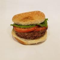 Hamburger · Homemade burger on hamburger bun.

