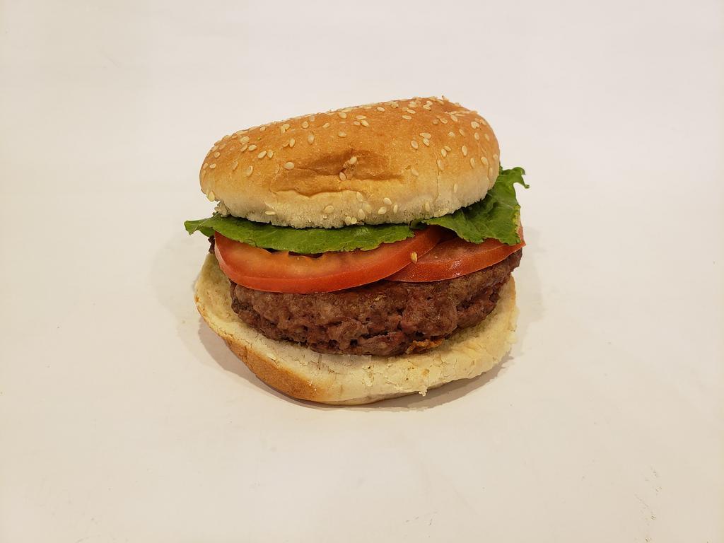 Hamburger · Homemade burger on hamburger bun.
