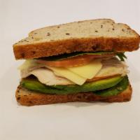 Special Sandwich #8  · The Power house: roast turkey, Swiss cheese, avocado, tomato, romaine lettuce, alfalfa sprou...