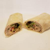 Cinco de Mayo Wrap · Cinco de mayo salsalito turkey, melted muenster cheese, grilled peppers, onion, avocado, jal...