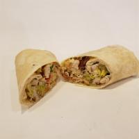 Chicken Caesar Wrap · Chicken Caesar grilled chicken, romaine, tomato and Caesar dressing on plain tortilla.