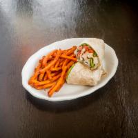 Cajun Chicken Wrap · Creole seasoned chicken, mixed greens, diced tomato, avocado, and chipotle ranch dressing.