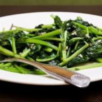 Fresh Spinach and Garlic · Vegan. Sautéed spinach and garlic wine sauce.