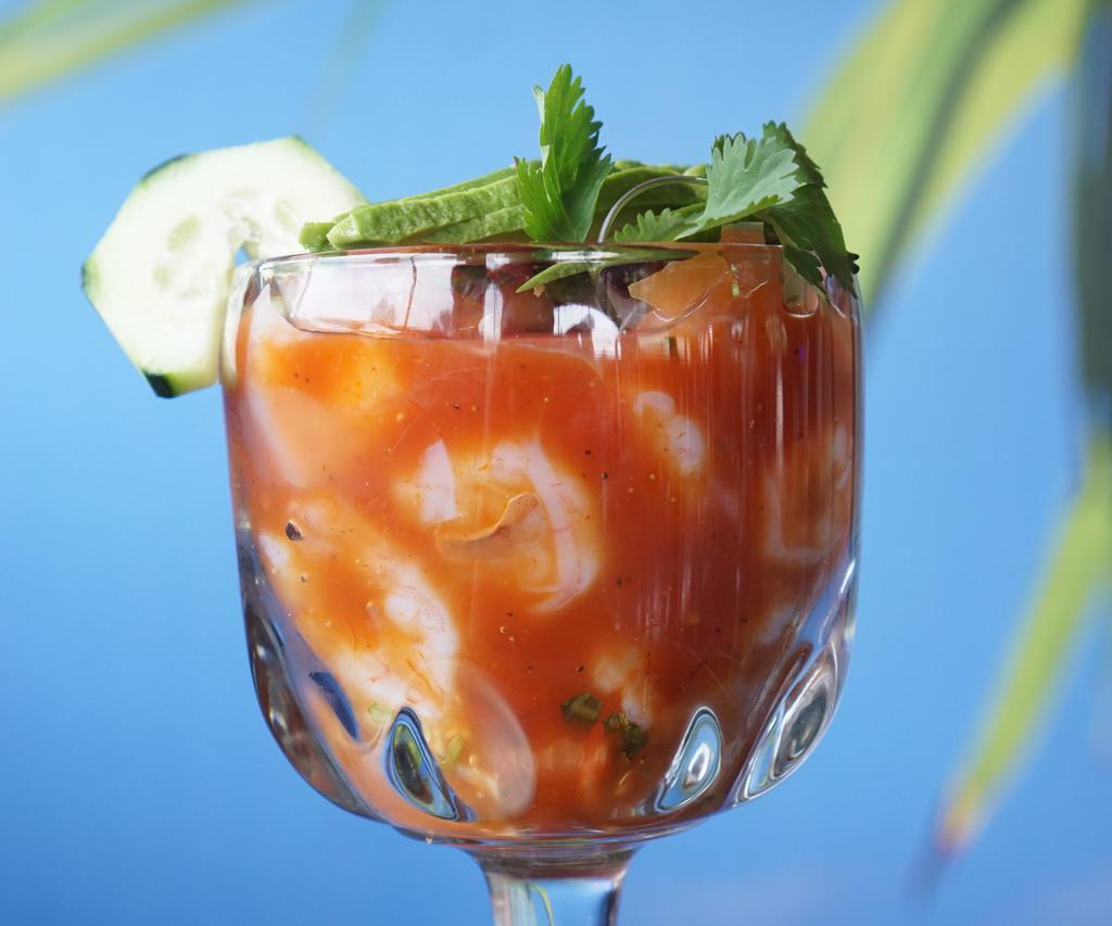 Shrimp Cocktail · Shrimp served with avocado, pico de gallo and cocktail sauce.