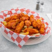 Buffalo Wings · 10 pieces. Served with bleu cheese dipping sauce, carrots and celery.