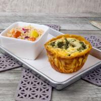 Spinach Gruyere Quiche  · Savory and delicious personal quiche cup served with a side of Quinoa Salad.
Sweet Dew Farm'...