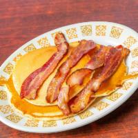 Golden Brown Buttermilk Pancakes with Bacon · 