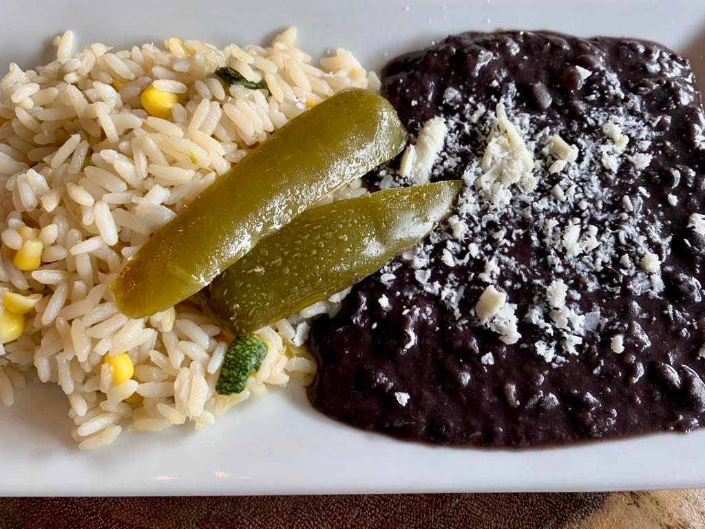 Rice & Beans · Vegetable rice and black beans.