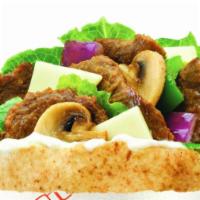 Philly Steak · Our Philly Steak pita comes with Steak, Grilled Onions, Grilled Green Peppers, Grilled Mushr...