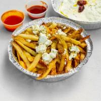 Greek Fries · Sea salt, oregano, and feta cheese.