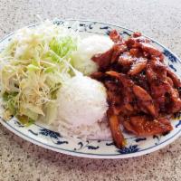 T-4. Teriyaki Spicy Chicken · Teriyaki chicken stir fried in hot sauce. Hot and spicy. 