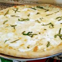 SMALL WHITE PIZZA · Mozzarella cheese, garlic lover a ricotta blend with sauce.
