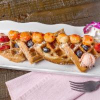 Lovin It Vegan · Plant-based Belgian waffle. Vegan all the way paired with our vegan chicken. 