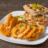 Classic Waffled Burger · An all-time favorite. 3/4 lb. beef burger on our classic Belgian waffle with lettuce, tomato...
