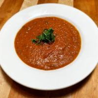Tomato Basil Soup · Vegan, Dairy free, Gluten free. Tomato, basil, carrots, shallot, garlic and spices. That's it!