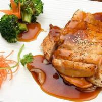Chicken Teriyaki · Served with miso soup or salad and white rice.