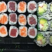 Geisha Combo · California roll, tuna roll and salmon roll.