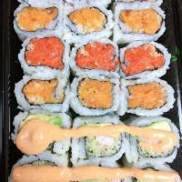 Spicy Maki Combo · Spicy california roll, spicy crunch tuna roll and spicy crunch salmon roll.
