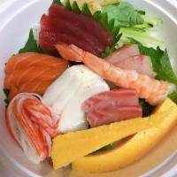Chirashi · Japanese traditional rice bowl with a variety of sashimi on the top. Served with your choice...