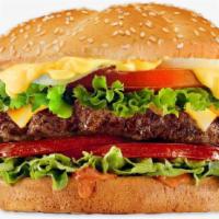 American Burger · Angus beef, American cheese, ketchup, mustard, house dressing, onion, tomatoes, pickled, fre...