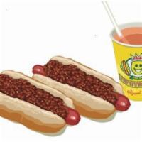 Chili Combo · 2 hot dogs with chili and 16 oz. drink.