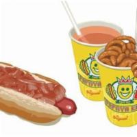The 1932 Combo · Hot dogs served with kraut, NY onion, relish and 16 oz. drink.