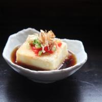 Agedashi Tofu · Fried tofu with special sauce. Topped with dried shaved bonito, scallion and ginger.