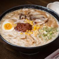 4. Kara Miso Ramen · Spicy noodle soup with miso broth. Topped with chasyu(pork), menma, egg, scallion, bean spro...