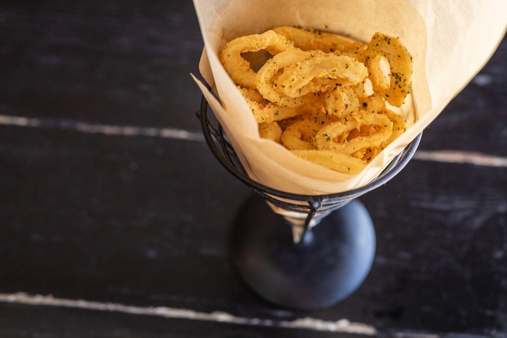 Calamari Fries · Fresh calamari fries cut in house, deep fried, with secret batter. 