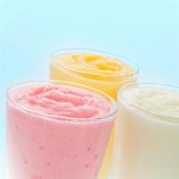 Mango Berry Smoothie · Mango and strawberries blended with apple juice.