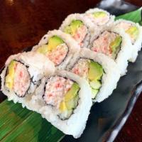 4. California Roll · 9 pieces. Avocado cucumber and crab imitation, sesame sead on top. 