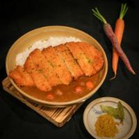 Chicken Katsu Curry · Chicken, served with rice, salad, house made curry sauce.