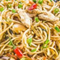 Chicken Hakka Noodles · Indian-Chinese noodle dish.