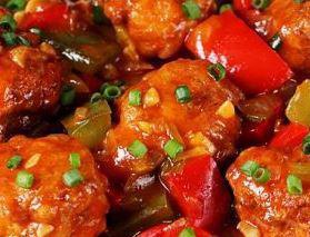 Veg Manchurian · Deep fried with spicy sauce.