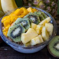 Costa Rica · Coconut base topped with granola, mango, pineapple, kiwi, chia seeds, honey