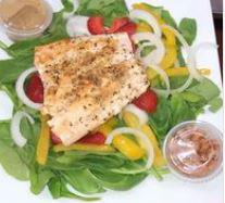Spinach Salad · Baby Spinach, Strawberries, Red Onions, Shaved Parm cheese, with a balsamic vinaigrette. Add...