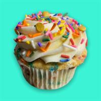 Over the Rainbow Birthday Cake · Vanilla Confetti Cake topped with homemade vanilla buttercream ＆ rainbow sprinkles. Happy Bi...