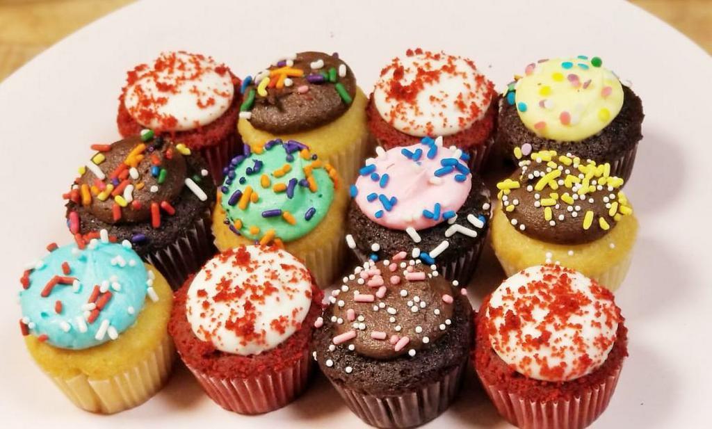 1 Dozen Mini Cupcakes · A nut free assortment of mini cupcakes.