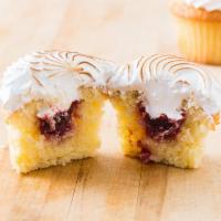 Lemon Raspberry Meringue Cupcake · 