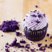 UBE cupcake · Filipino purple yam cake topped with Ube cream cheese icing.