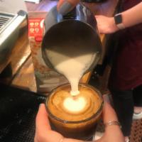 Macchiato · A tiny yet powerful drink experience.
Two shots of our house roasted espresso with a 