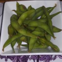 19. Edamame · Lightly salted and steamed green soybeans.